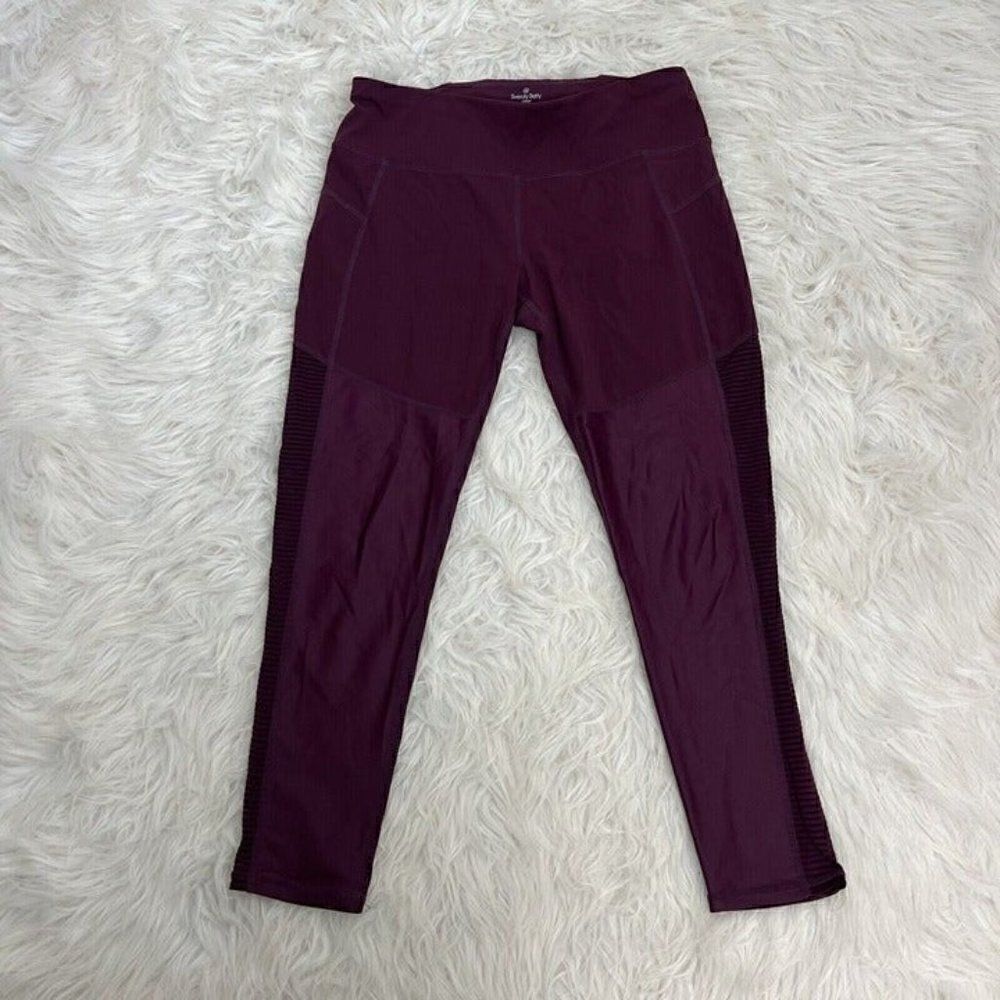 Sweaty Betty Womens Power 7/8 Mesh Workout Cropped Leggings Red Maroon Medium